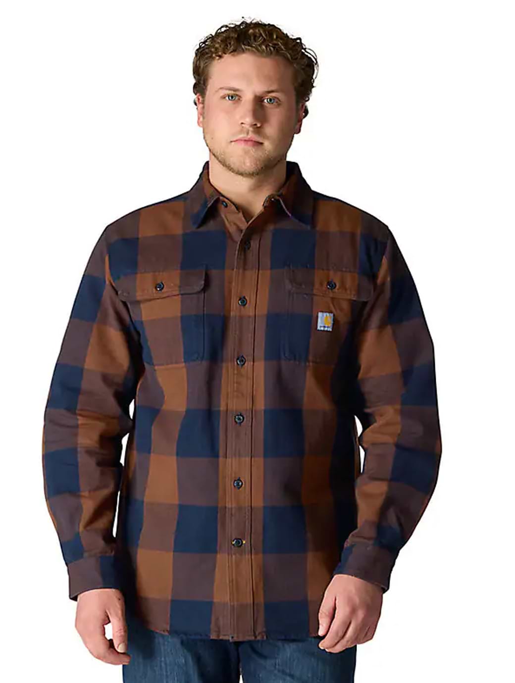 Carhartt Men's Loose Fit Heavyweight Flannel Long-Sleeve Plaid Shirt Red Duck