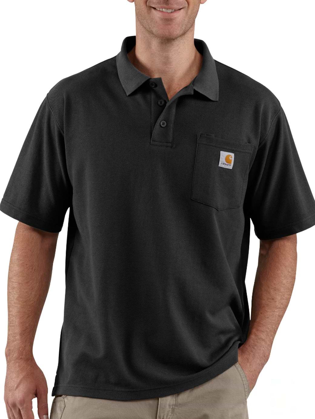 Carhartt Men's Loose Fit Midweight Short-Sleeve Pocket Polo Black