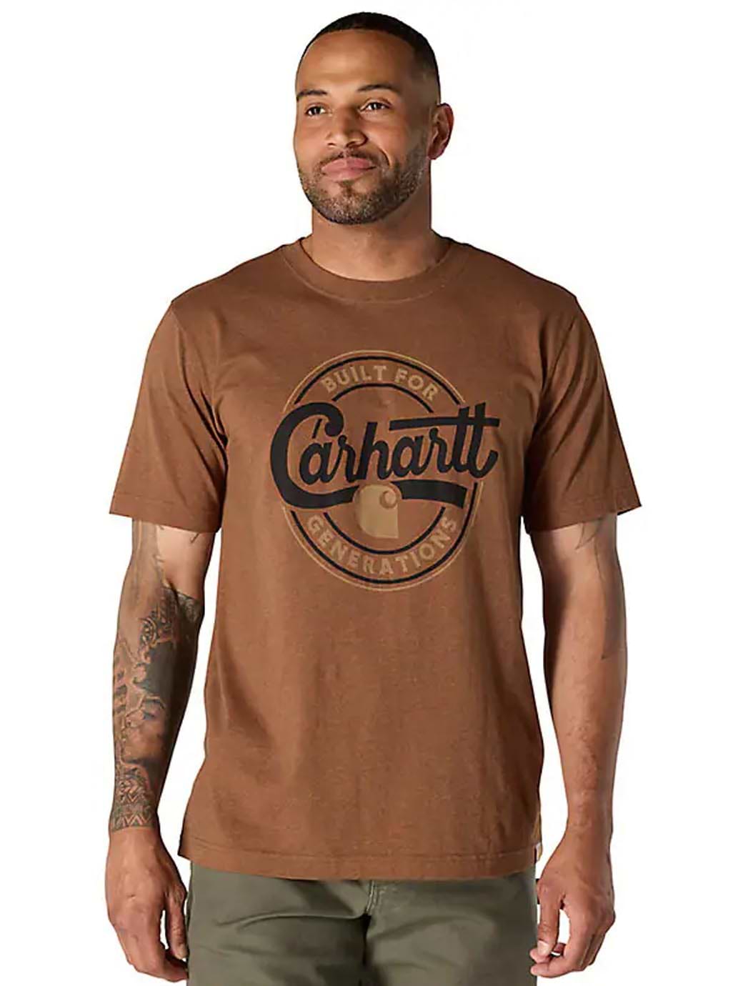 Carhartt Men's Relaxed Fit Lightweight Short-Sleeve Script Graphic T-Shirt Red Duck Heather