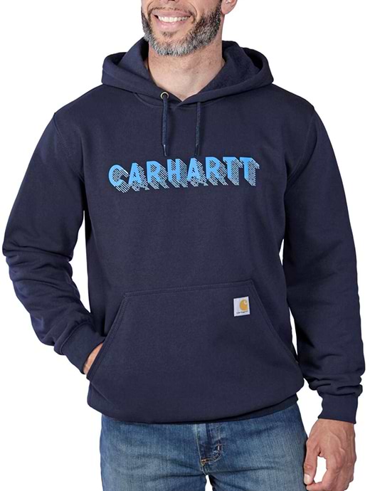 Carhartt Rain Defender Loose Fit Midweight Logo Graphic Sweatshirt Navy