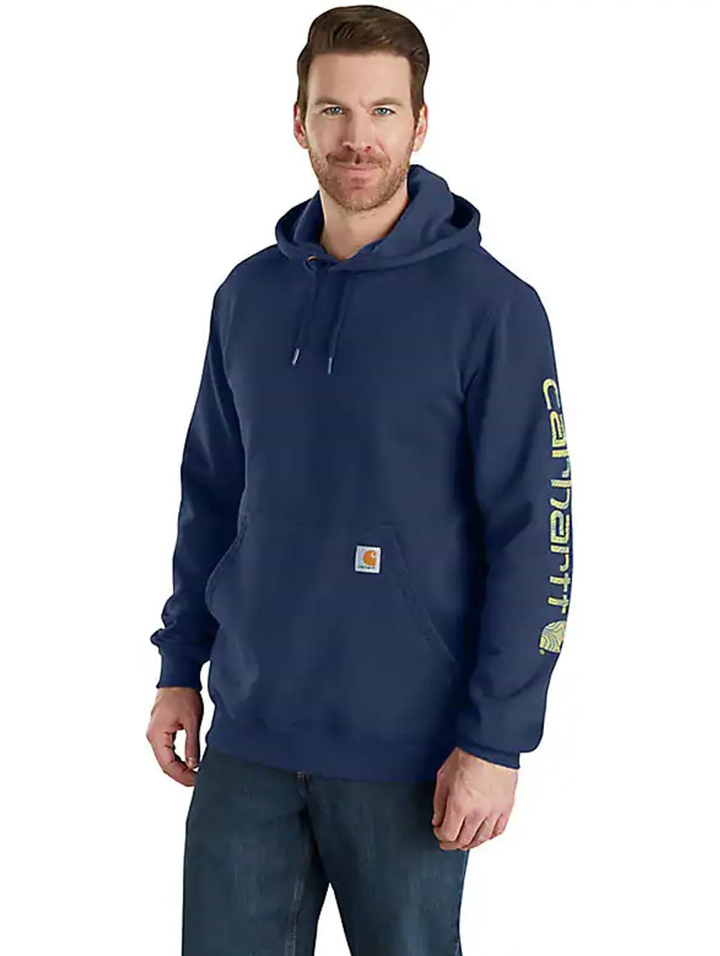 Carhartt Sleeve Logo Hooded Sweatshirt Deep Ocean Heather