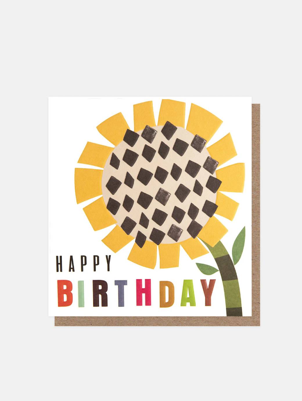 Caroline Gardner Chequered Sunflower Happy Birthday Card