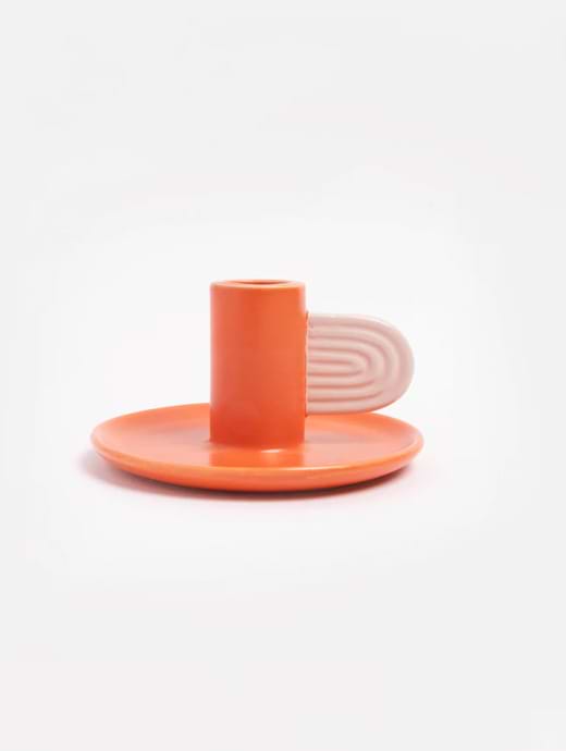 Caroline Gardner Orange/Pink Candle Holder