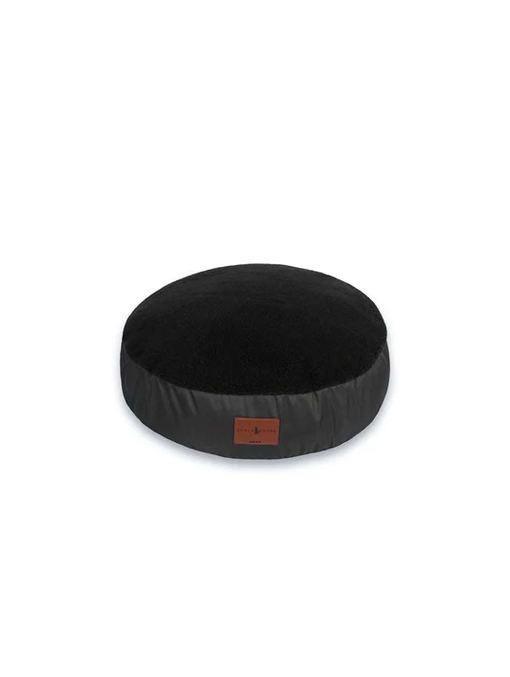Chalk Biffy Round Dog Bed Black Sherpa