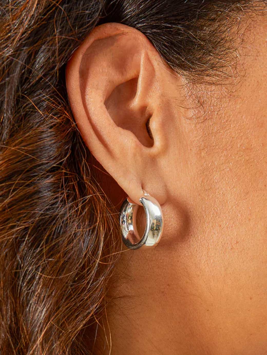 Chalk Chunky Hoop Earrings Sterling Silver