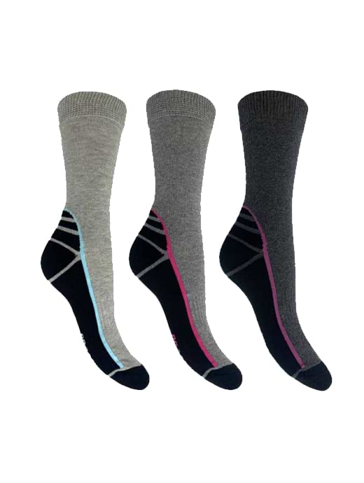 Cleversocks Women's Hiker Socks With Bamboo Footbed Grey/Black -UK 4-7