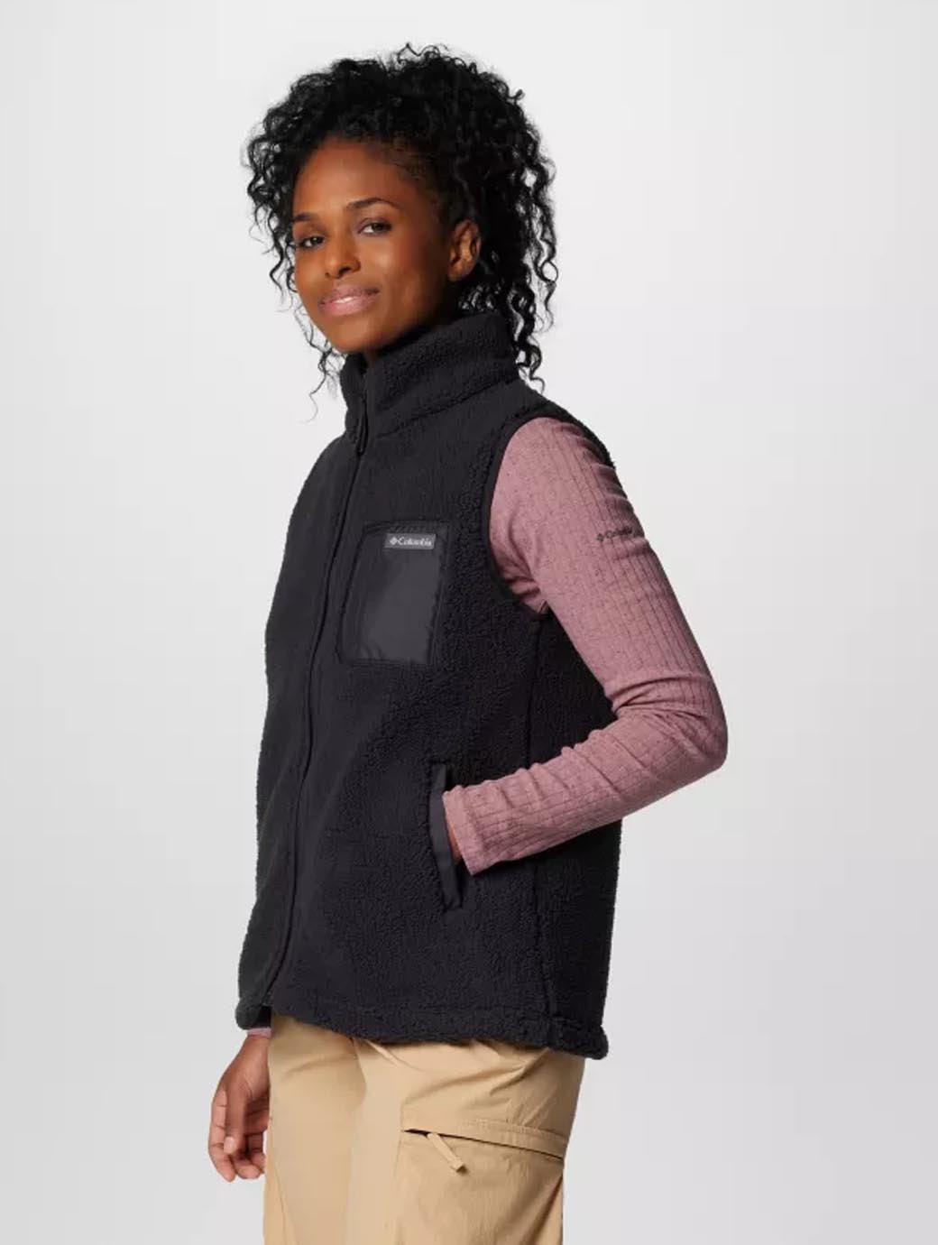 Women's black columbia fleece vest outlet