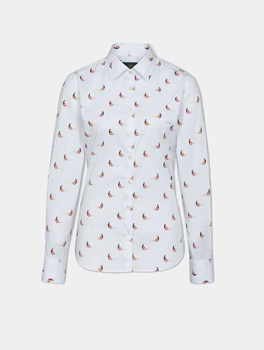 Alan Paine Ladies Lawen Printed Shirt Pheasant White