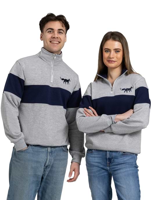 Cotswold Fox Burford Quarter Zip Grey/Navy