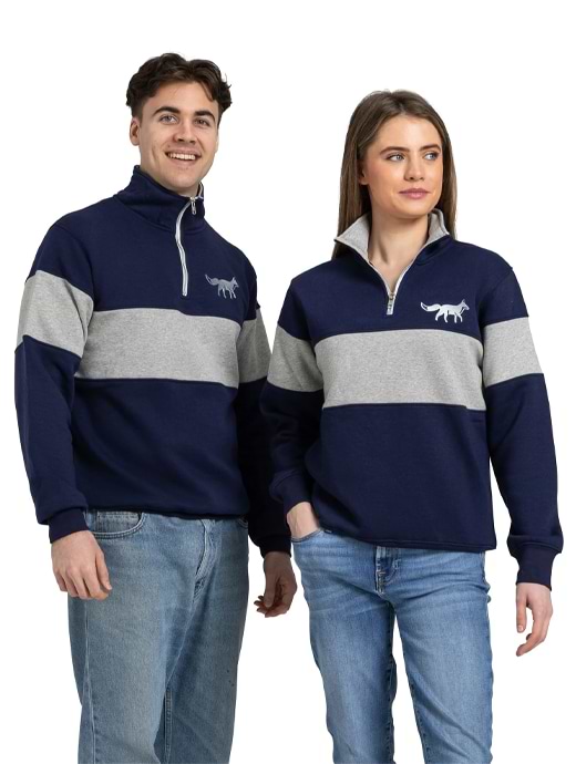 Cotswold Fox Burford Quarter Zip Navy/Grey