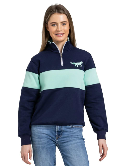 Cotswold Fox Burford Quarter Zip Navy/Mint
