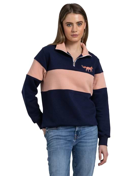 Cotswold Fox Burford Quarter Zip Navy/Pink