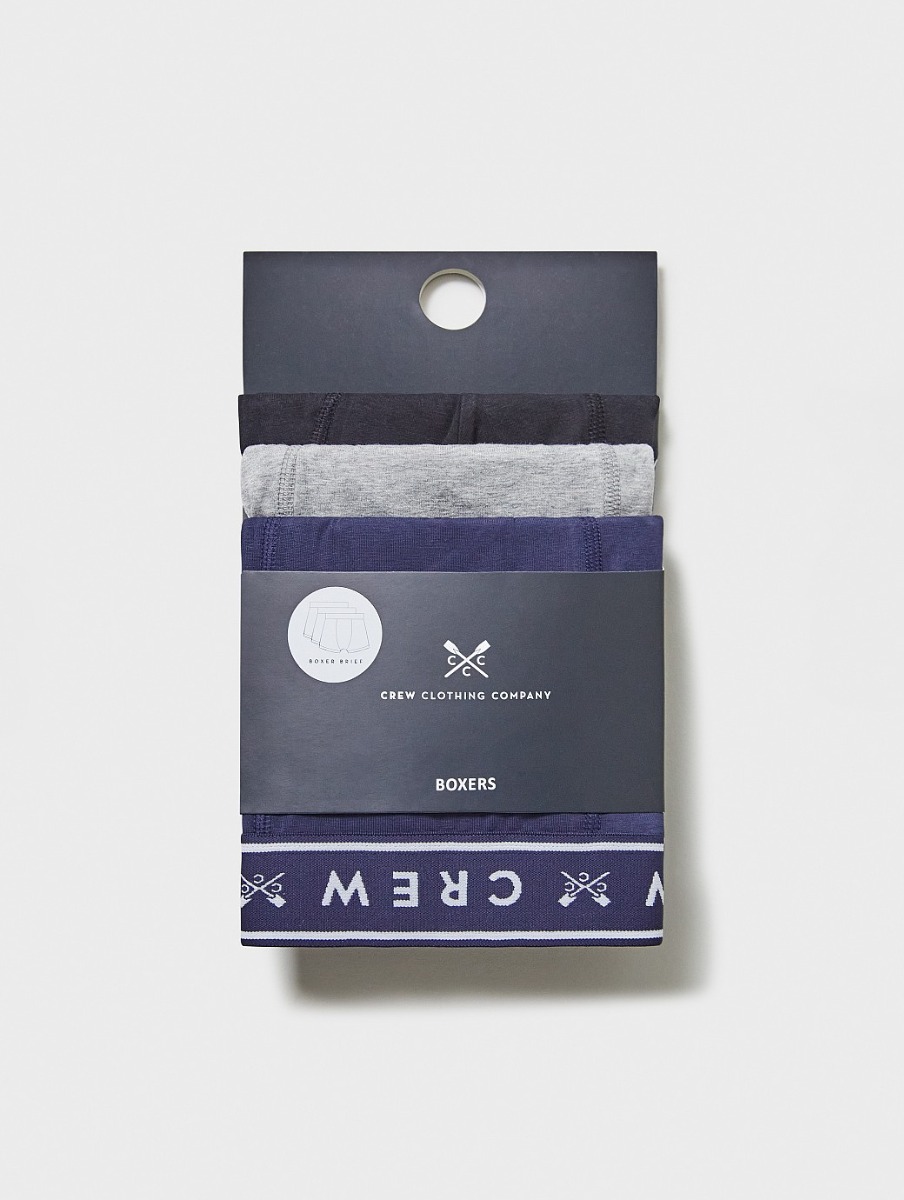 Crew Clothing Men's 3 Pack Boxer Brief Black Navy Grey