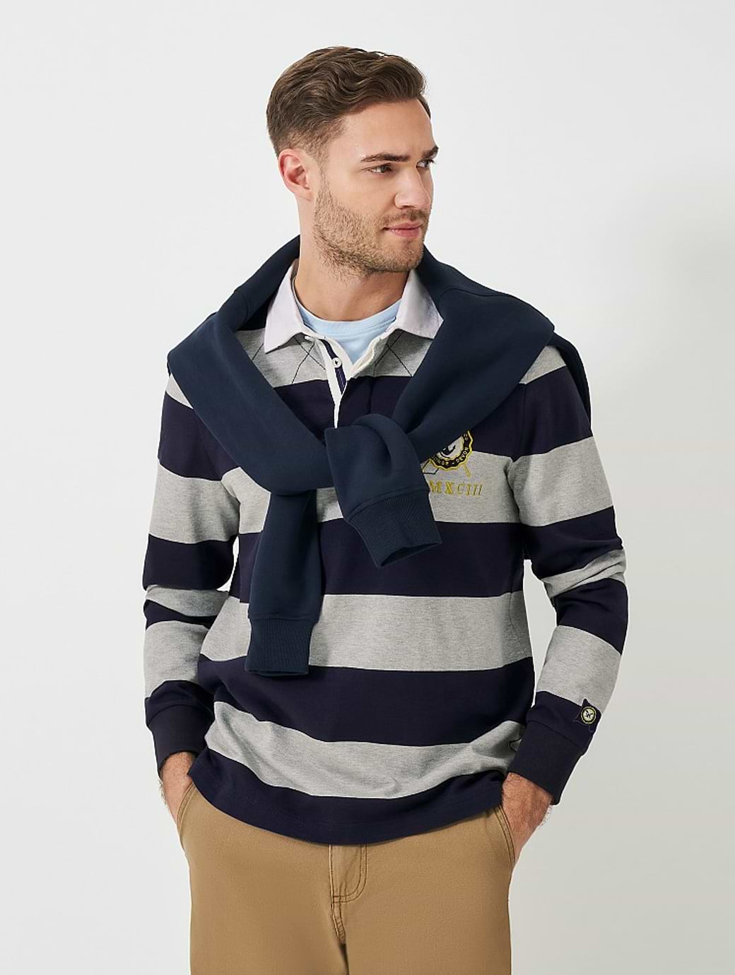 Crew Clothing Men's Callington Rugby Jersey Heritage Dark Navy/Mid Grey Marl