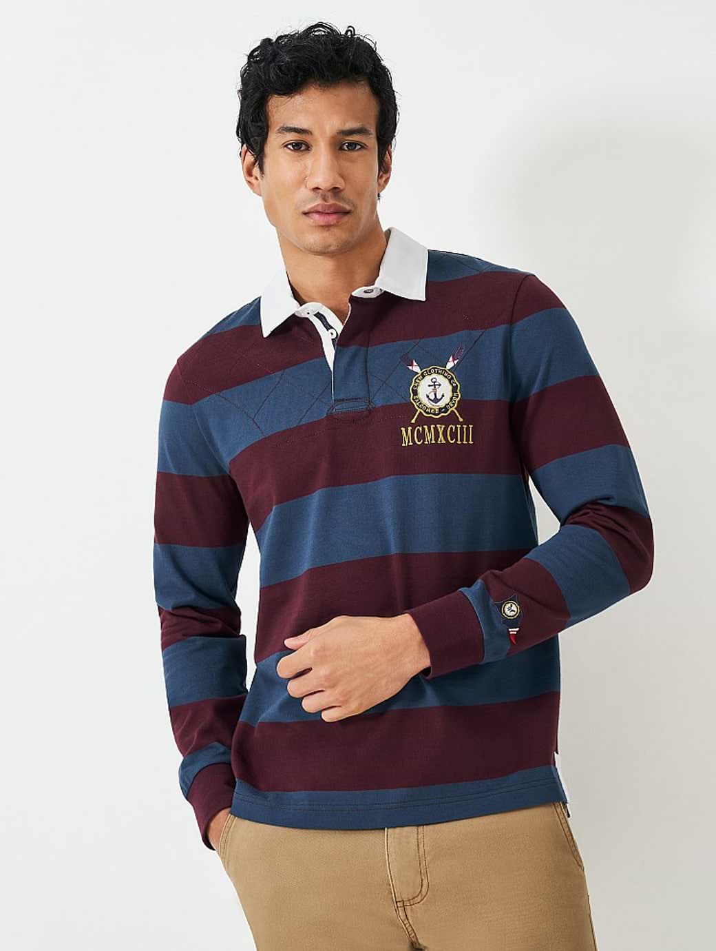 Crew Clothing Men's Callington Rugby Jersey Stargazer/Heritage Burgundy