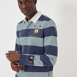 Crew Clothing Men's Callington Rugby Shirt Blue/Grey