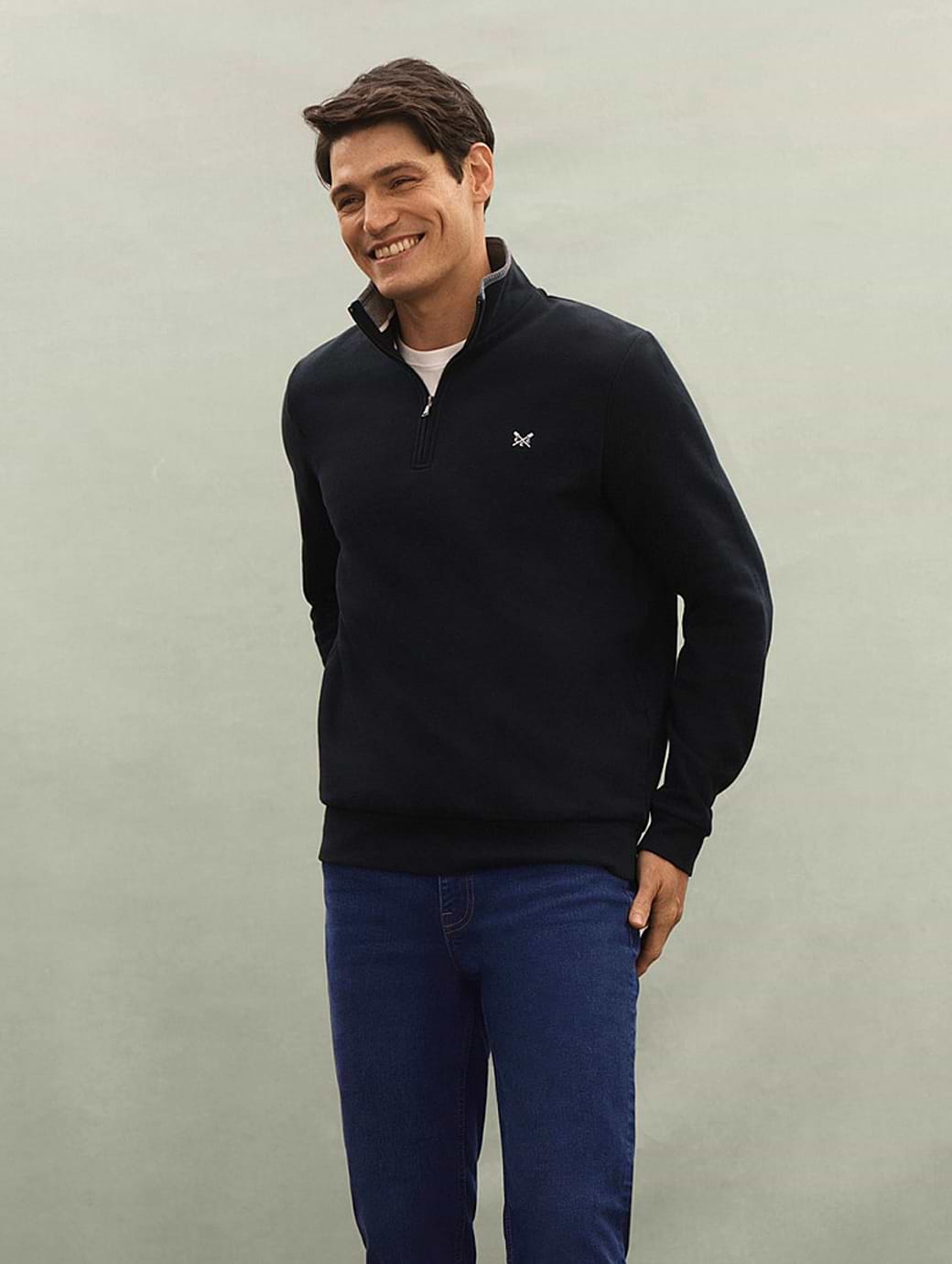 Crew Clothing Men's Classic 1/2 Zip Sweatshirt Heritage Dark Navy