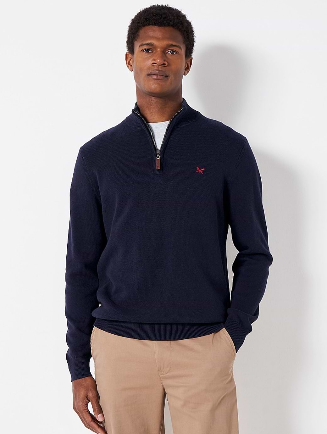 Crew Clothing Men's Classic Half Zip Knit Jumper Navy 