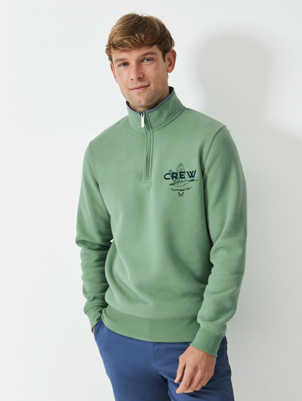 Crew Clothing Men's Duck Graphic 1/2 Zip Sweat Feldspar
