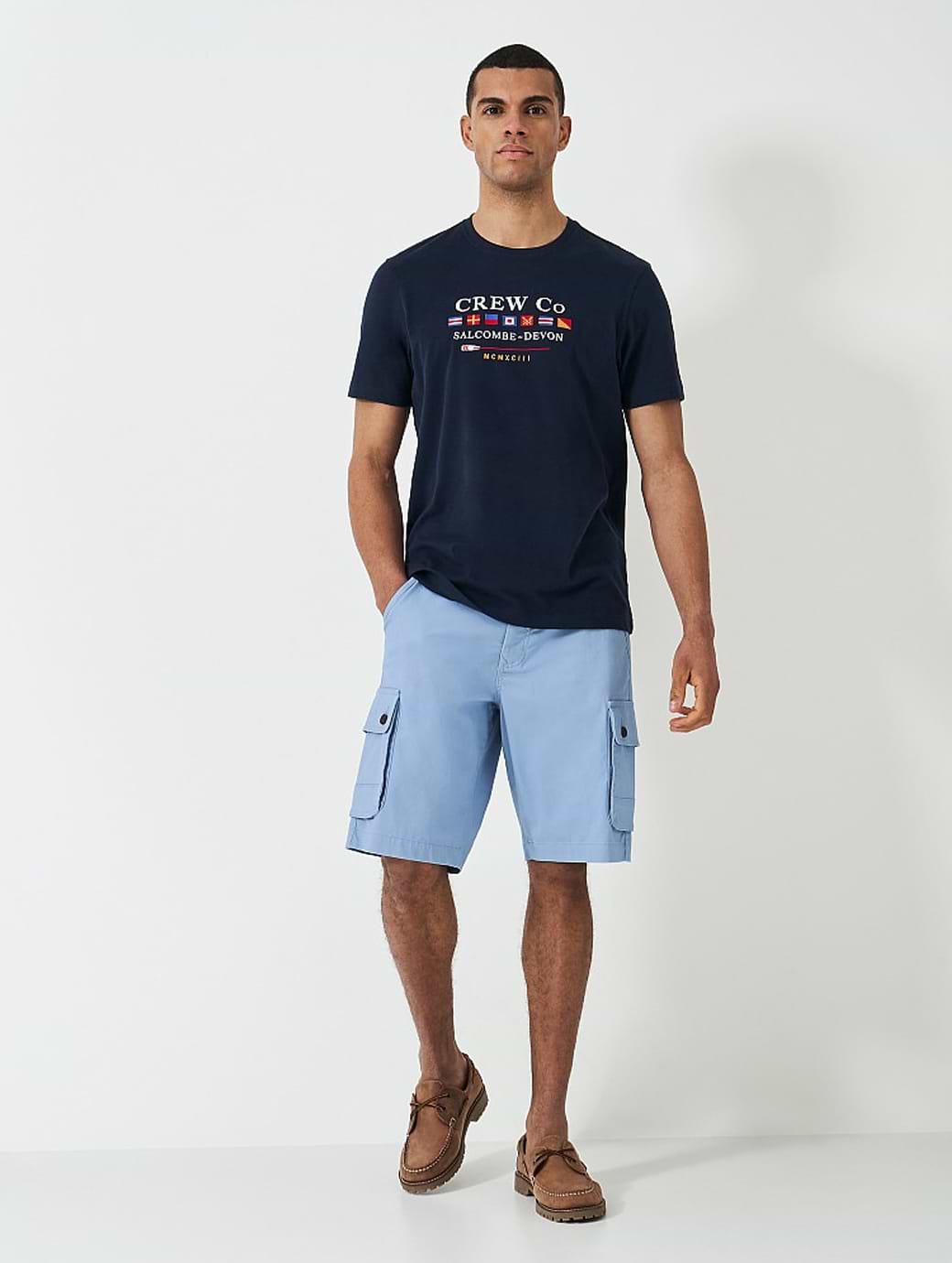 Crew Clothing Men's Formby Stretch Cargo Shorts Dusk Blue