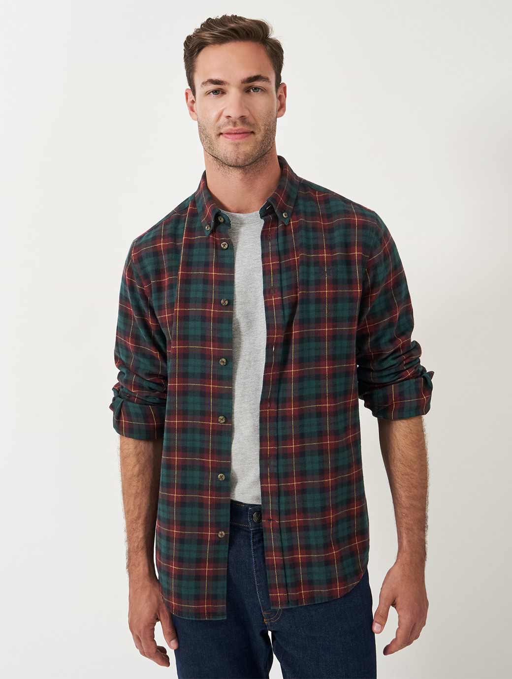 Crew Clothing Men's Long Sleeve Blackwatch Flannel Check Shirt