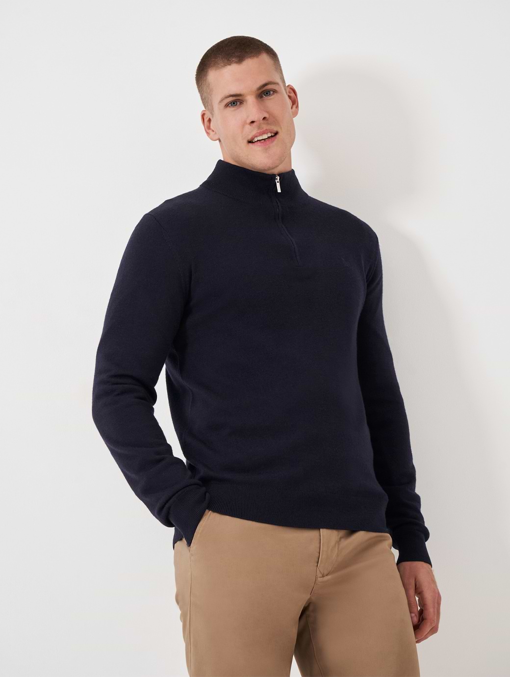 Crew Clothing Men's Merino Half Zip Jumper Heritage Dark Navy