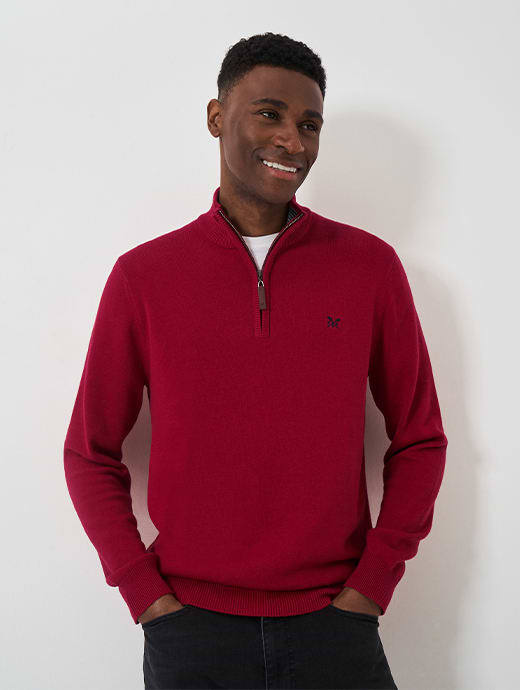 mens red zip jumper
