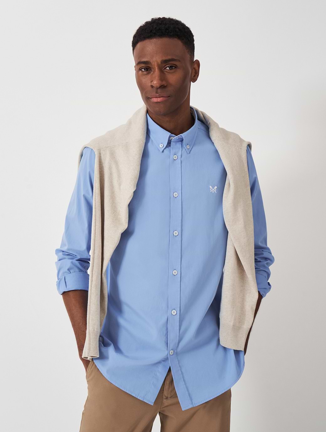 Crew Clothing Men's Plain Poplin Heritage Sky Blue