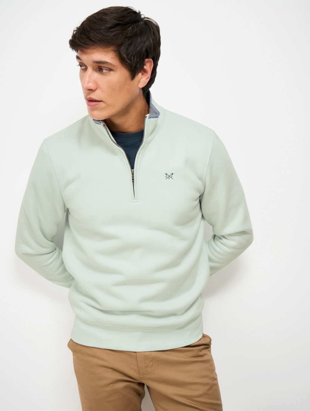 Crew Clothing Men's Classic Half Zip Sweatshirt Crystal Blue