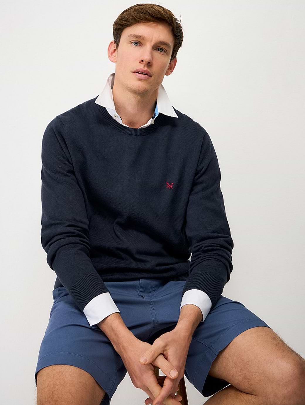 Crew Clothing Men's Organic-Cotton Crew-Neck Jumper Heritage Dark Navy