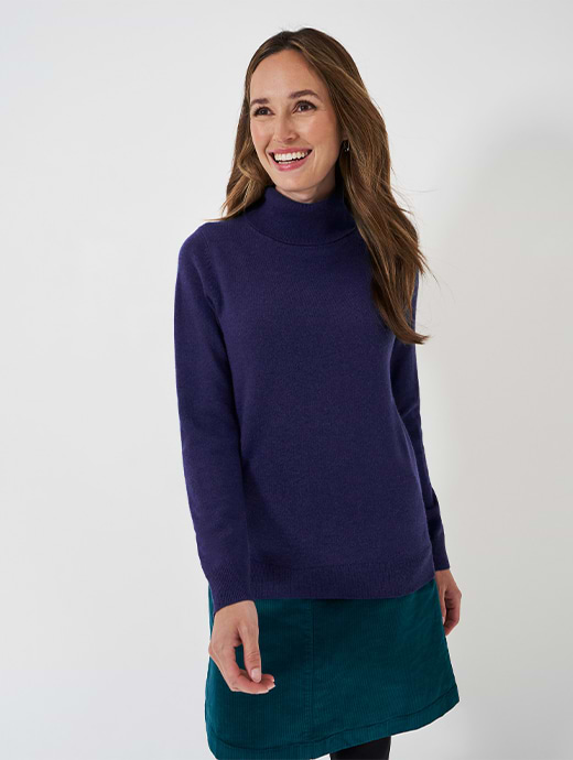 Crew Clothing Women's Libby Roll Neck Jumper Navy