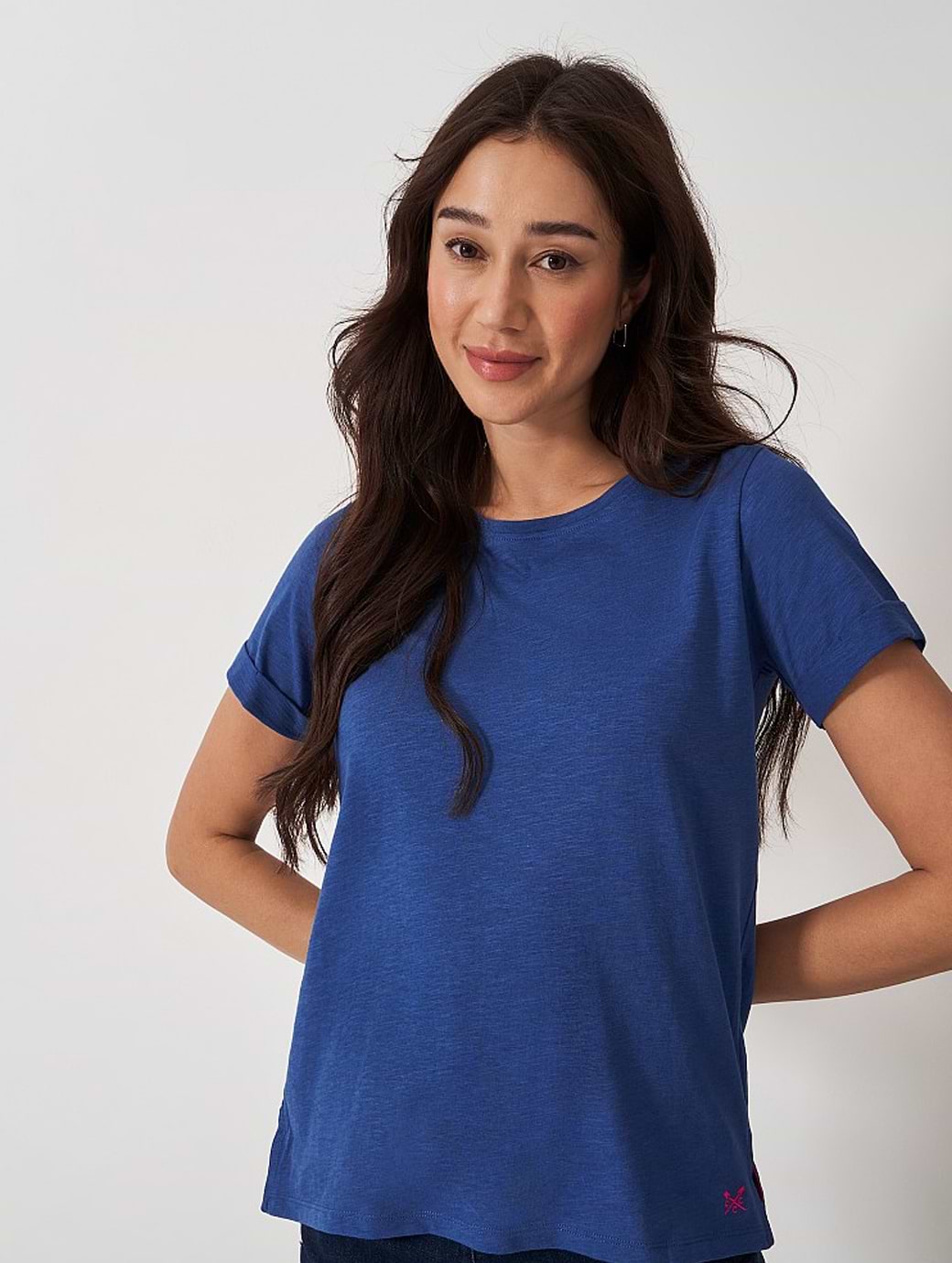 Crew Clothing Women's Perfect Crew Neck Slub T-Shirt Dark Blue
