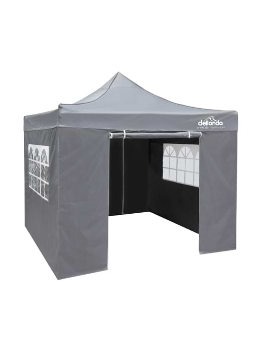 Dellonda Premium 2x2m Pop Up Gazebo Side Walls Water Resistant With Carry Bag Stakes Weight Bags Grey