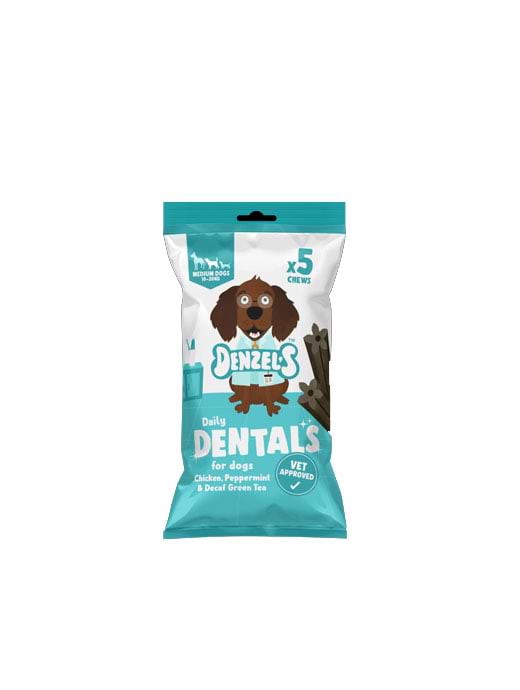 Denzel's Daily Dentals For Medium Dogs: Chicken, Peppermint & Decaf Green Tea