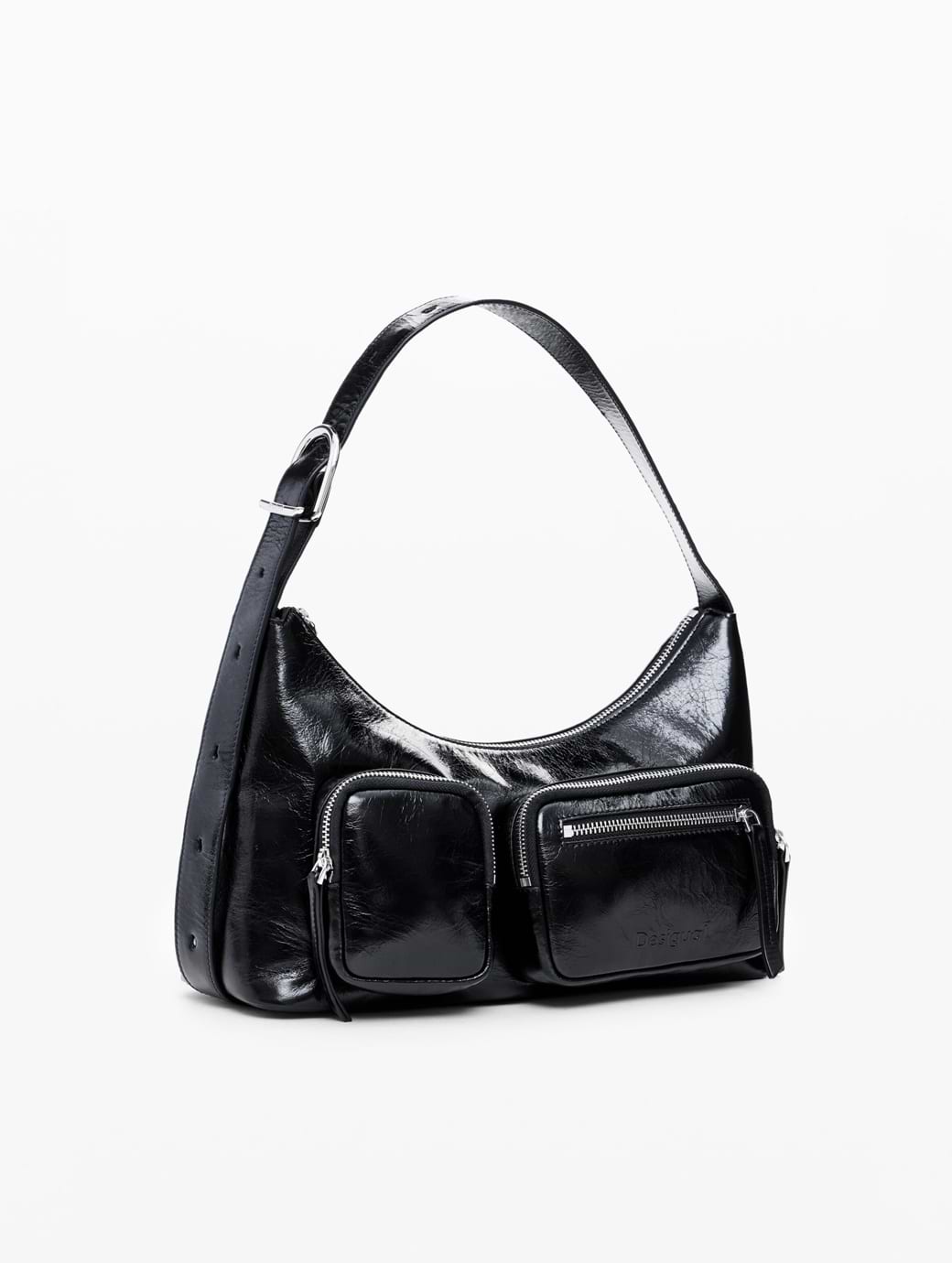 Desigual Leather Bag with Pockets Black