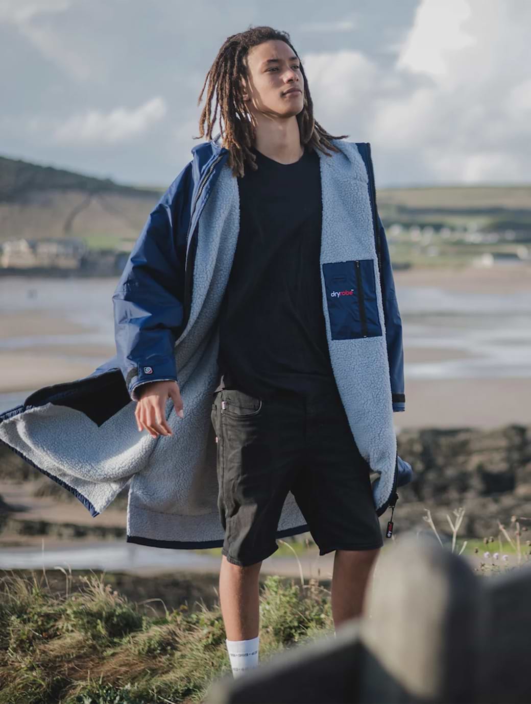 Dryrobe Unisex Advance Long Sleeve Dryrobe Navy Blue/Grey
