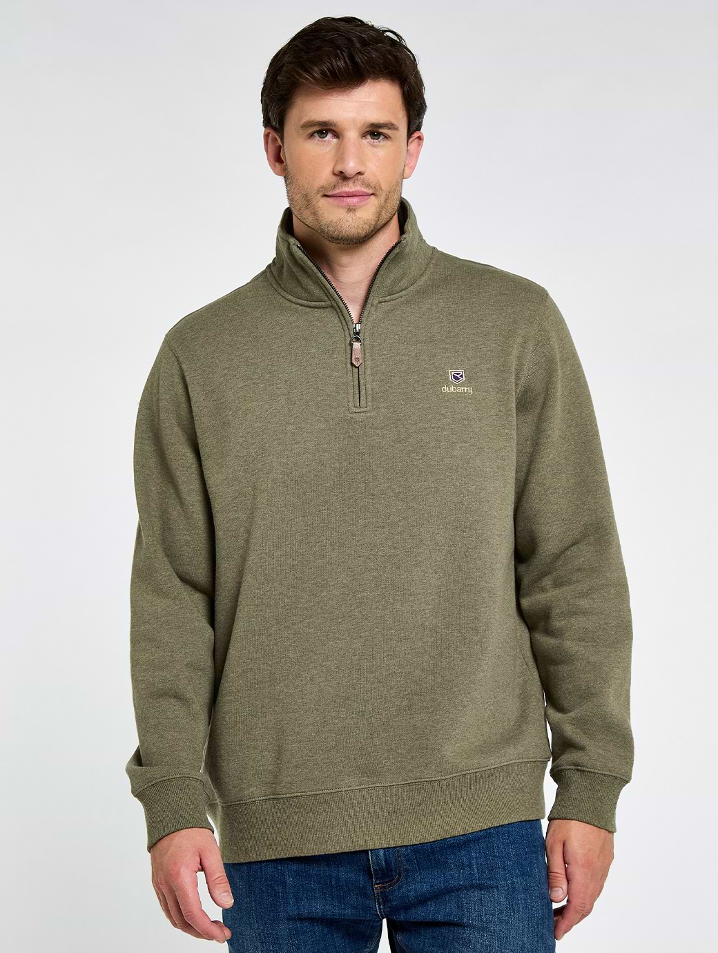 Dubarry Men's Boyce Zip Neck Sweater Olive