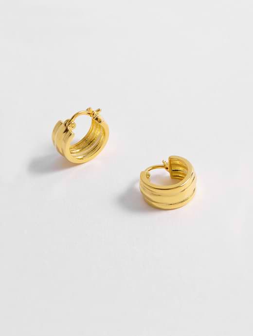 Estella Bartlett Chunky Textured Hoops Gold Plated
