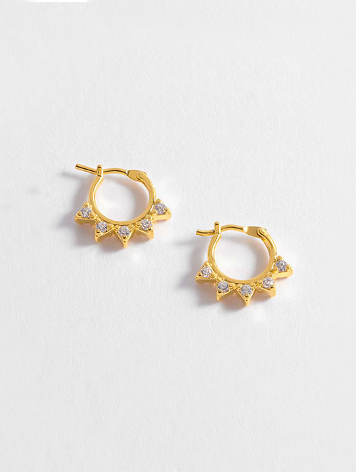 Estella Bartlett CZ Spike Hoop Earrings Gold Plated