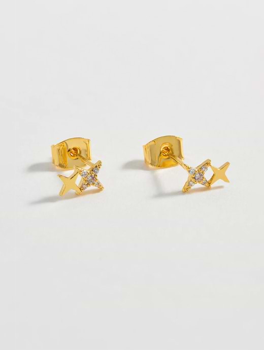 Estella Bartlett Duo Star Studs Gold Plated