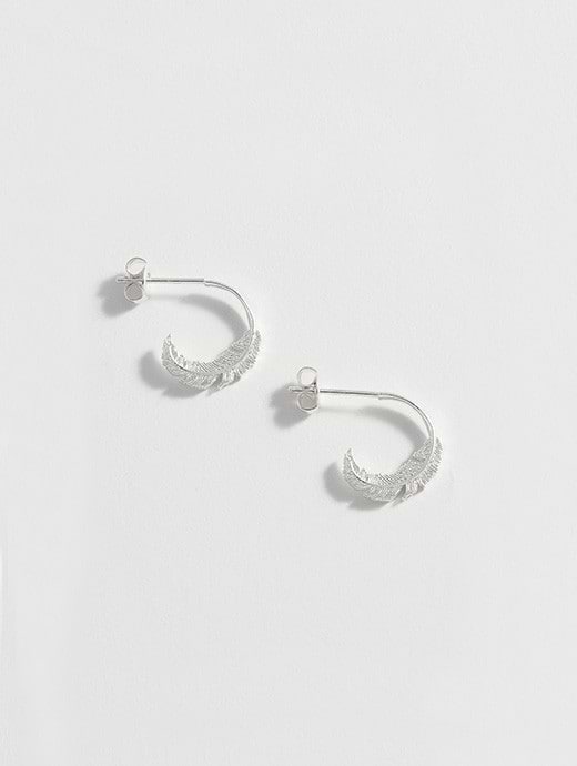 Estella Bartlett Feather Hoops Silver Plated