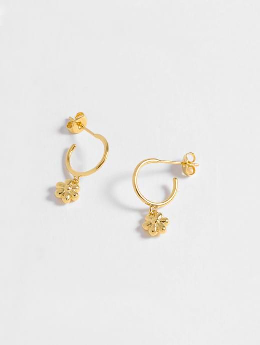 Estella Bartlett Flower Padlock Hoop Earrings Gold Plated