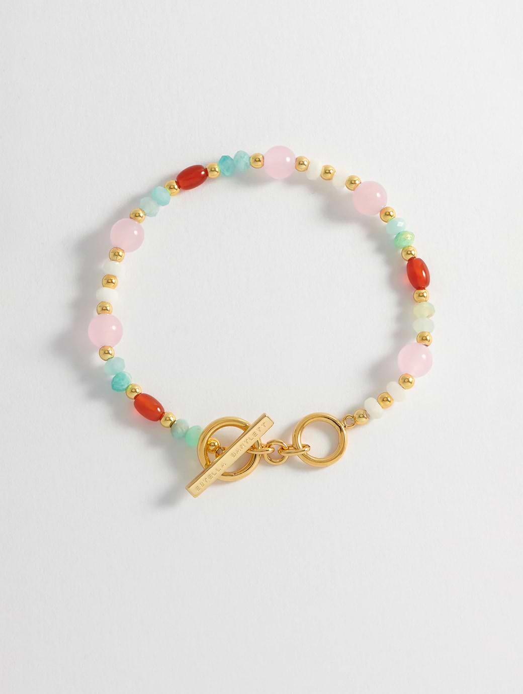 Estella Bartlett Mixed Pastel And Orange T-Bar Bracelet Gold Plated