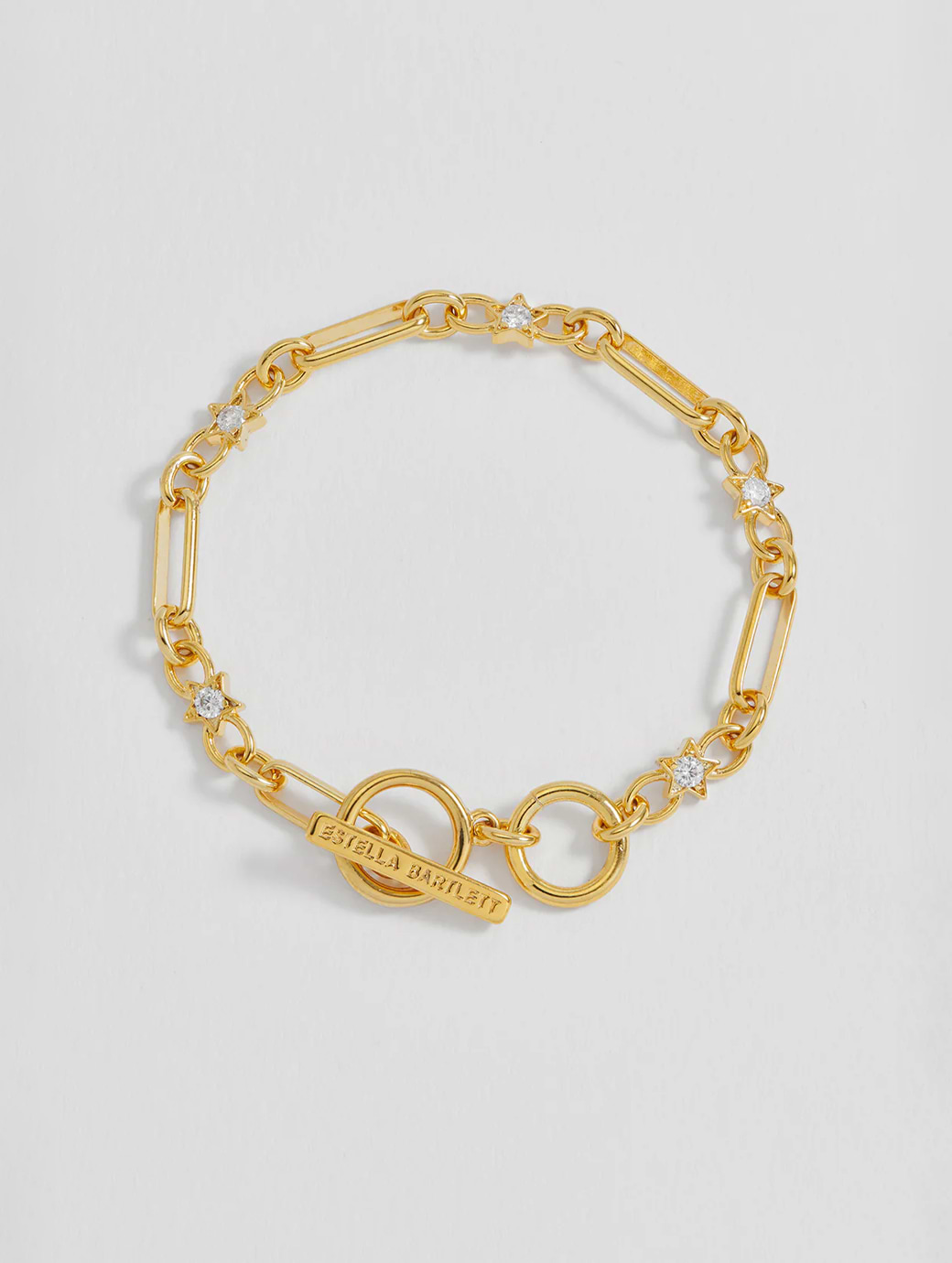 Estella Bartlett Star Cz Paper Link T-Bar Bracelet Gold Plated