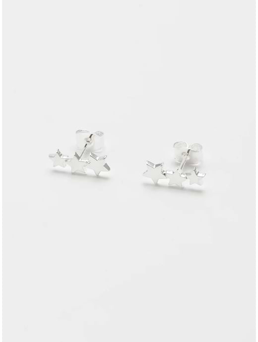 Estella Bartlett Trio Star Crawler Studs Silver Plated