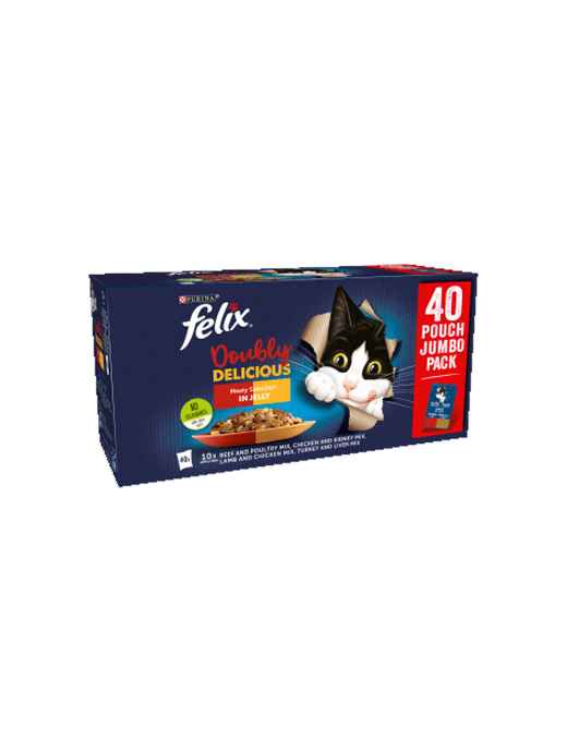 Felix As Good As It Looks Doubly Delicious Meat Selection in Jelly Wet Cat Food 40 x 100g