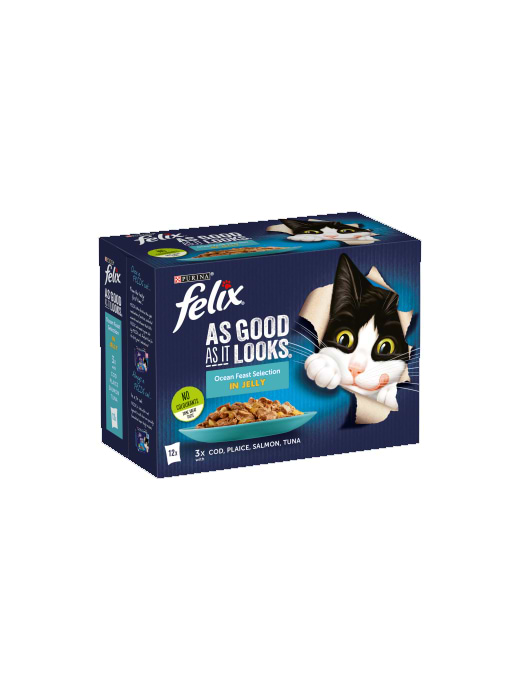 Felix As Good As It Looks Ocean Feasts Fish Selection in Jelly Wet Cat Food 12 x 100g
