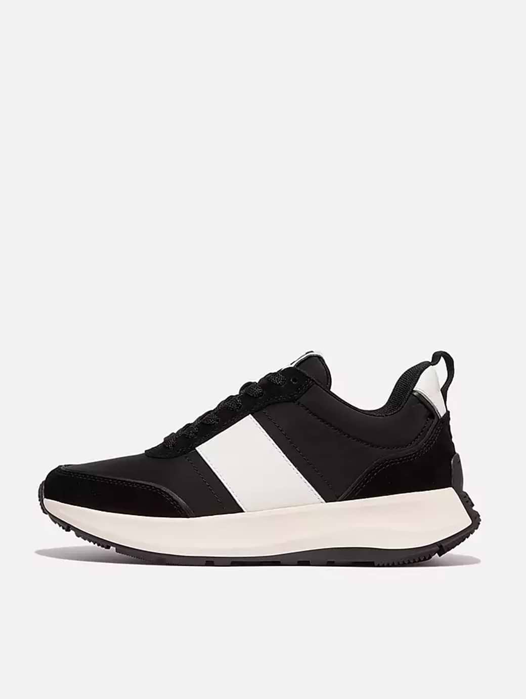 Fitflop F-MODE Flow Fabric/Suede/Leather Flatform Trainers Black