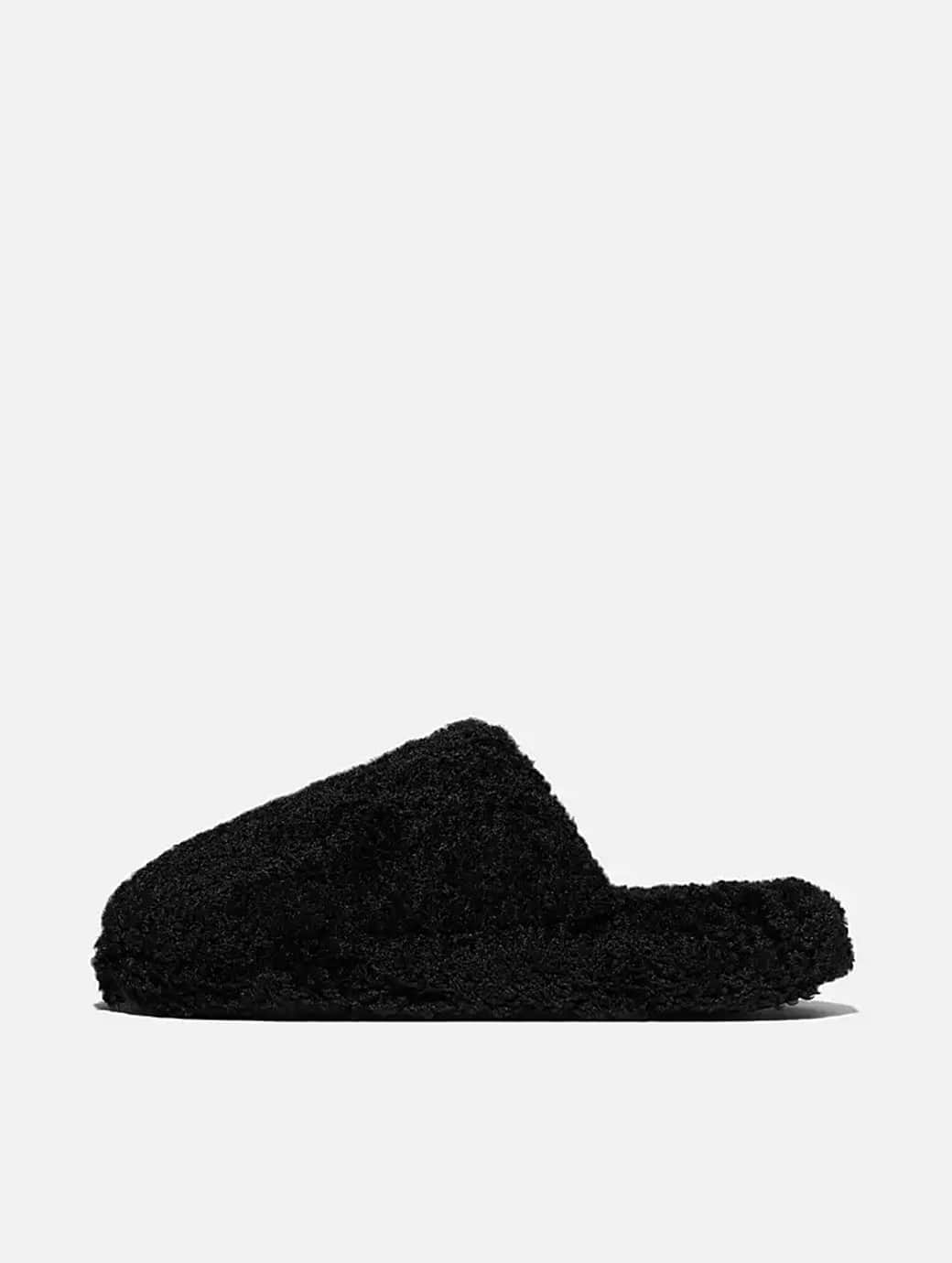 Fitflop IQUSHION D LUXE Padded Teddy Slipper Mules Black