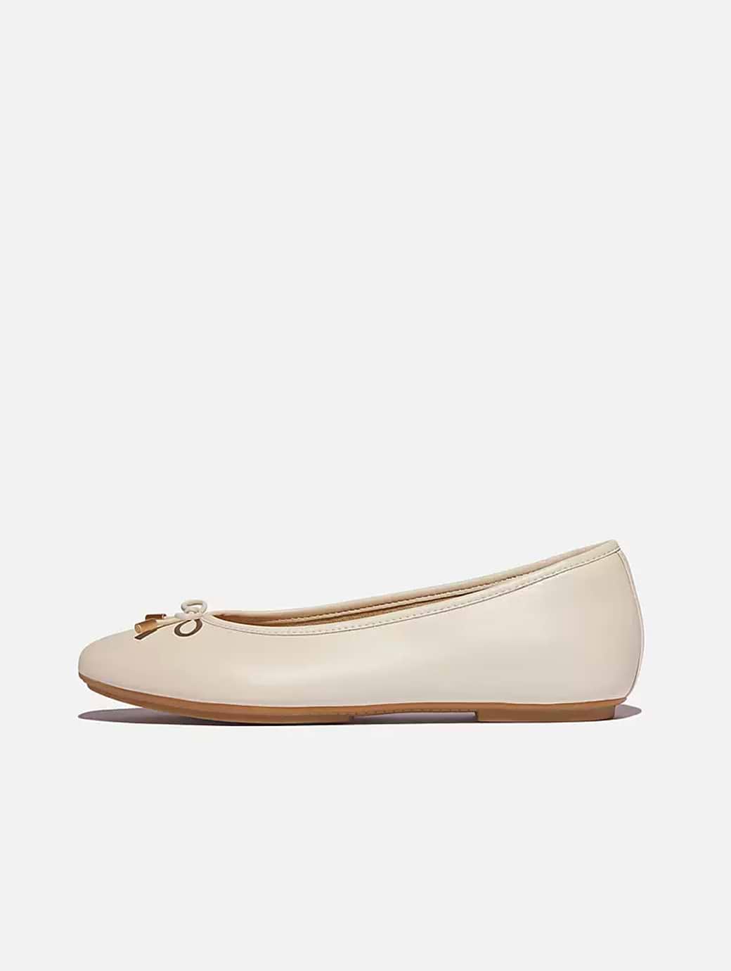 Fitflop Women's Delicato Bow Soft Leather Ballet Flats Paris Beige